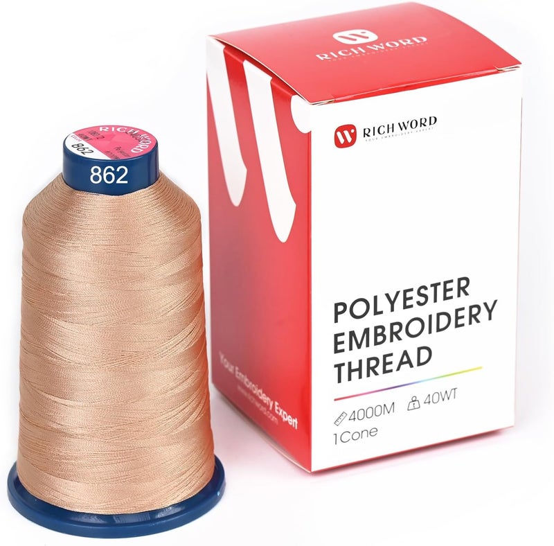 Poolin Richword Selected Brown Embroidery Thread 4000M(4374Y) 40WT Polyester Thread 100 Colors Selected for Commercial Multi Needles and Single Needle Embroidery Machine 0862 - Image 1